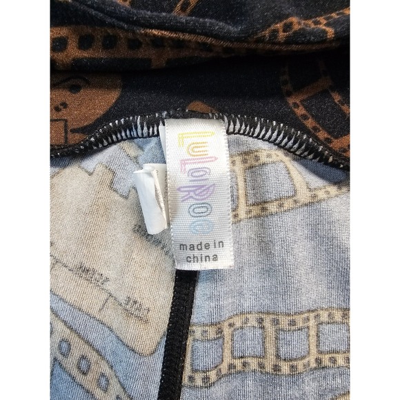 Lularoe Womens Leggings Movie Film Reel Camera Hollywood Print Black Gold OS - Picture 5 of 6